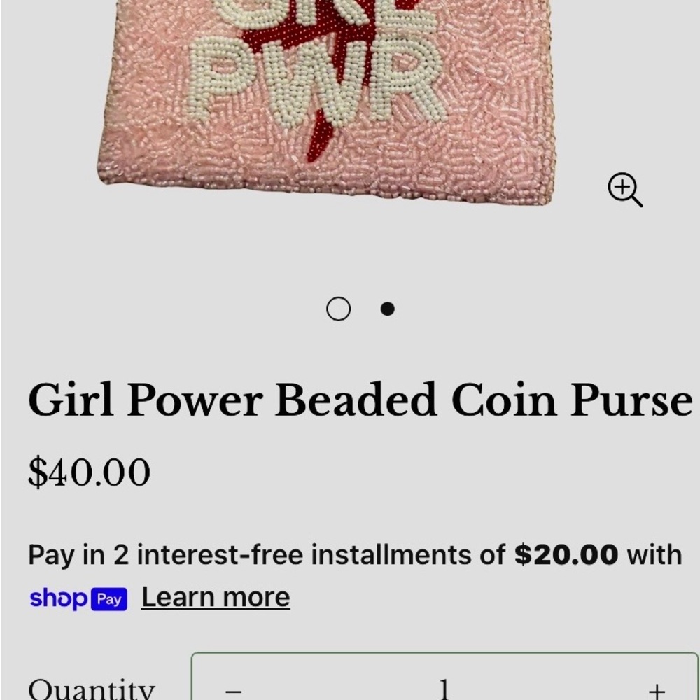 Moyna Pink Beaded “Girl Power” wristlet with Pink & White Accents - Picture 7 of 7
